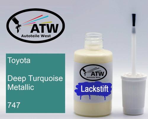 Toyota, Deep Turquoise Metallic, 747: 20ml Lackstift, von ATW Autoteile West.